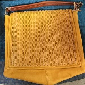 Stylish Yellow Leather Shoulder Bag